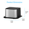 The Brio 430 Series Bottled & Bottleless Water Cooler Base is made of stainless steel, box-shaped, and measures 15.24" W x 16.06" D x 9.5" H. "Product Dimensions" is shown at the top in blue—perfect as a Brio Water Cooler Base.
