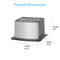 A brushed metal Water Dispenser Cooler Base - 740 Series with black accents is shown beside labeled dimensions. The image features the text "Product Dimensions" above it and suggests pairing with Brio 740 Series Water Coolers.