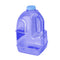 The 1 GALLON BPA FREE JUICE BOTTLE, DARK BLUE (SKU: BT110JBADB) is a reusable, blue-tinted plastic jug with a built-in handle and screw-on cap, shown upright and empty against a white background.