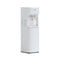 The White Bottom Load Water Cooler - 300 Series, with child safety lock, red and blue hot/cold taps, and freestanding design, is shown against a plain white background.