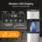 The Bottom Load Bullet Ice & Hot/Cold Water Dispenser - Model 520 Ice features a stainless steel design, digital LED display with time, touch buttons, safety lock, UV self-cleaning, and a bottle indicator. A glass fills with water beneath its blue night light.