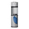 The Stainless Steel Bottom Load Water Dispenser - Model 530 BL features stainless steel reservoirs and a visible blue water jug at the bottom. Its sleek design is enhanced by front panel indicator lights, and it offers convenient self-cleaning technology for effortless maintenance.