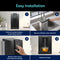 A four-step guide demonstrates placing the Reverse Osmosis Countertop Water Dispenser - Q20 on a counter, filling its refillable tank at the sink, inserting the tank into the dispenser, selecting your desired settings, and then dispensing hot water into a cup with a teabag. The Q20 features 3-stage reverse osmosis filtration for cleaner, fresher-tasting water.