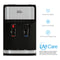 3-Stage Stainless Steel Bottleless Countertop Water Dispenser - 300 Series with hot and cold taps, clearly labeled for instant hot and cold water, features no-contact dispensing. This dispenser provides pure water with advanced 3-stage filtration and includes the UV Care logo on the right, highlighting its automated self-cleaning technology for continual sanitizing.