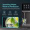 The Reverse Osmosis Sparkling Countertop Water Dispenser - Q60 delivers crisp, 39°F sparkling water with four-stage filtration, pouring refreshing water into a glass garnished with lime and mint. Enjoy a healthy soda alternative with customizable carbonation and advanced reverse osmosis technology—all in a convenient countertop design. CO2 cylinder not included.