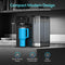 The 2-Stage Sparkling Countertop Water Dispenser - 630 Series features a modern stainless-steel design, digital display, refillable 5L tank, space-saving build, sleek interface, and is shown with a blue mug beneath the dispenser.