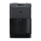 Front view of the Touchless 3-Stage Black Stainless Countertop Water Cooler - Moderna Series, featuring a digital display, hot and cold water buttons, and a single spout above a drip tray. This modern countertop cooler offers touchless operation and a 3-stage advanced filtration system for clean, refreshing hydration.