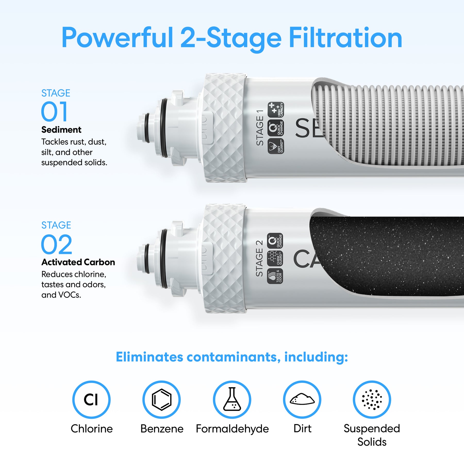 A close-up of the Brio 500 Series No-Line Bottom Load Water Cooler’s self-cleaning filter.