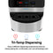 Close-up of the Stainless Steel Ultrafiltration Bottleless Water Dispenser – Model 520, featuring clearly labeled indicators for hot, ambient, and cold water. Below, text highlights its Tri-Temp Dispensing feature for hot, cool, and cold water selection with matching icons. This self-cleaning model ensures every sip is fresh and pure through advanced ultrafiltration technology.