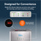 The Stainless Steel Ultrafiltration Bottleless Water Dispenser - Model 520 features clearly labeled LED indicator lights for self-cleaning, heating, and chilling functions, as well as a prominent child safety lock for safe hot water dispensing.