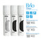 Three Brio filters labeled SED, PRE, and CARB stand side by side beside a 3-Stage Bottleless Water Dispenser – Moderna 730. Text on the right details each stage of filtration and highlights features such as quick-change filters, odor and taste reduction, 5-micron filtration, and compatibility with bottleless water cooler systems featuring fast dispense technology.