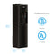 A Black Top Load Water Cooler - 320 Slim Series stands upright, with its height, width, and depth labeled. Blue and red levers dispense water. ETL and UL certification logos appear on the right alongside the text “Certified & Trusted.”.