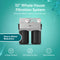 Image of the 2-Stage Whole House Filtration System - 10" Heavy Metals showing two black canisters, pressure gauges, and text for lead and mercury removal, 2-stage filtration, 720 GPH flow rate, and easy installation.