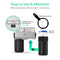 Diagram illustrating the 2-Stage Whole House Filtration System - 10" Heavy Metals, with labeled twist-off housings, filter wrench, and bidirectional flow. Inset highlights wall-mounted heavy metals filter for lead and mercury removal. Easy to use and maintain.