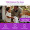 A man and child smile while doing laundry together. Text highlights the 3-Stage Whole House Filtration System - 20″ Iron & Manganese, delivering up to 900 gallons per hour and providing benefits like fresh laundry, rejuvenating showers, drinkable water, and clean dishes—all thanks to advanced iron and manganese removal for cleaner, healthier water throughout the home.