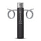 The 16" High Capacity All-in-One Under Sink Water Filter features a sleek cylindrical design with a silver top, black body, and two flexible metal hoses looping outward from each side for efficient water filtration.