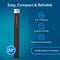 A 26″ High Capacity All-in-One Under Sink Water Filter in black, featuring 3-in-1 filtration, long service life, easy installation, and a lifespan of 25,000 gallons or up to 24 months—displayed on a blue geometric background.