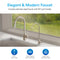 Experience fresh-tasting water right at your fingertips with the 16" High Capacity All-in-One Under Sink Water Filter & Faucet. This lead-free stainless steel faucet, designed for use with an under sink water filtration system, fits a single sink hole and features a 360° rotating spout. The sleek and compact setup installs conveniently near your kitchen window, delivering filtered water directly from its modern, stainless steel design.