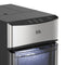 Close-up of the Brio Countertop Nugget Ice Maker - 740i, featuring a stainless steel front panel, digital touch controls on top, and a transparent bin filled with nugget-style ice.
