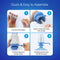 Four-step assembly for the Manual Water Bottle Pump - Green & White: 1) Connect tubes. 2) Insert tube into pump. 3) Attach spout to pump head. 4) Install BPA-free pump onto bottle and enjoy, with each step shown using hands and pump parts.