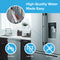 A person installs the 43965081 Refrigerator Filter – Whirlpool® 4396508, KitchenAid® 4396547 in a stainless steel fridge. Icons show it’s lead-free, leak-free, tool-free. Text: High-Quality Water Made Easy.