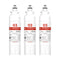 Three identical 602OA Refrigerator Filters (3-Pack)—compatible with LG LT800P, ADQ73613401, Kenmore 9490, 46-9490, and 469490—stand upright in a row, each featuring a white body with red labeling and printed product information.