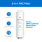The SIMPL PAC 2-in-1 Composite Filter is shown, featuring 0.2 micron, 2-stage filtration with an activated carbon rod, easy installation, long lifespan, and compatibility with Brio SIMPL dispensers.