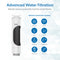 A Carbon Rod Filter for the Q20 Dispenser is shown next to icons highlighting its advanced filtration—removing chlorine, tastes, odors, colors, benzene, insecticides, herbicides, and solvents.