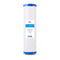 A cylindrical Whole House 20" GAC Filter features blue end caps and a white body. The central label reads Brio GAC Granular Activated Carbon Filter, ideal for whole house water filter systems, with more details below.