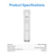 A white RO Membrane Filter 200GPD - Q20 Dispenser is centered above a table showing its specs: 200 gal/day, 528-gal filter capacity, 41–100.4°F operating temp, and TDS below 250 ppm.