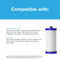 The WF1CB Refrigerator Filter, NSF-certified with premium coconut shell carbon, is compatible with Frigidaire PureSource WF1CB, WFCB, NGRG2000, WF284, and Kenmore 9910 models. Displayed on a blue and white background.