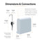 Diagram of the Reverse Osmosis Undersink Filtration System - G20 Series White, displaying a clear layout of connections and precise dimensions: faucet height 18 in (45.7 cm), width 4 in (10.1 cm), depth 6 in (15.2 cm); main unit height 16.5 in (42 cm), width 5.2 in (13.2 cm), depth 18.2 in (46.1 cm). Designed for optimal contaminant reduction, this RO system delivers enhanced water quality directly from your tap.