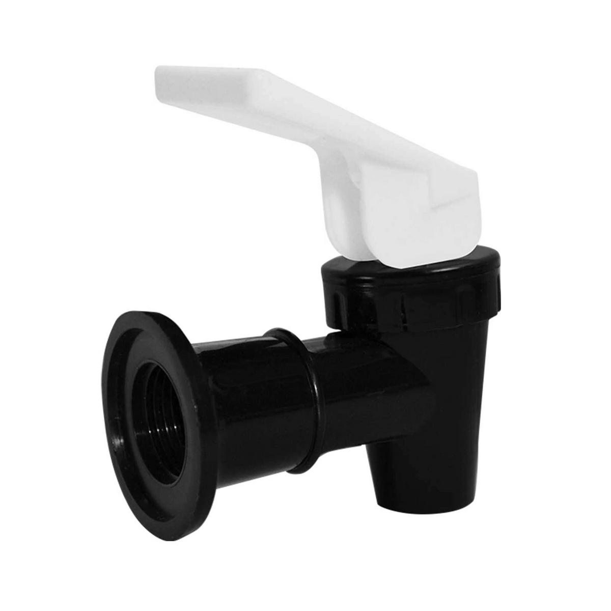 Here’s a rewritten sentence incorporating your product name and data: The Replacement Valve for Water Coolers – Multiple Colors is a black, food-grade, BPA-free plastic spigot with a white lever handle, designed for securely dispensing liquids from containers. Its threaded nozzle ensures easy and reliable attachment.
