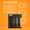Brio 500 Quick Change Reverse Osmosis System displayed against an orange background, featuring three clearly labeled filter cartridges and key product features on the left side. This commercial water filter is equipped with quick-change filters for hassle-free maintenance and exceptional purification.