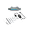 A UV-C Ultraviolet Light - 0.3 GPM water sterilizer is shown fully assembled at the top, with its disassembled parts, mounting brackets, power adapter, and installation accessories displayed below on a white background.