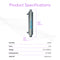 A diagram of the UV-C Ultraviolet Light - 2 GPM, a cylindrical stainless steel undersink UV system, shows labeled inlet/outlet ports and specs like flow rate, power, voltage, port size, lamp life—for chemical-free water treatment.