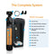 The Whole House Water Softener System - 1-2 Bathrooms - 24,000 Grains includes labeled parts: control valve, adapters, cation resin tank, brine tank with lid, salt grid, distribution pipe, and brine accessories. Package contents detailed.
