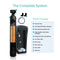 Image of Whole House Water Softener System - 2-3 Bathrooms - 32000 Grains with labeled parts. "What's Included" lists control valve, adapters, resin tank, distribution pipe, brine tank & well, brine tank lid, and salt grid.