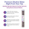 A graphic for the Alkafuse Drop-In Alkaline Filter (50,000 L, 2.5"x20") shows benefits: adds minerals, boosts pH, improves taste, and reduces bottled water costs. A reverse osmosis filter cartridge image appears on the right.