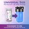 An Alkafuse Drop-In Alkaline Filter (70,000 L, 4.5" x 10") is shown beside a blue housing. An arrow points from the filter to the housing. Text says, “Universal Size Fits Any 4.5” x 10” Filter Housing” and “Convenient to Use.”.