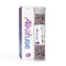 A cylindrical container of multi-colored mineral beads stands by the Alkafuse Drop-In Alkaline Filter (150,000 L, 4.5" x 20") box, labeled in bold purple and blue with a pH+ logo for mineralized alkaline water filtration.