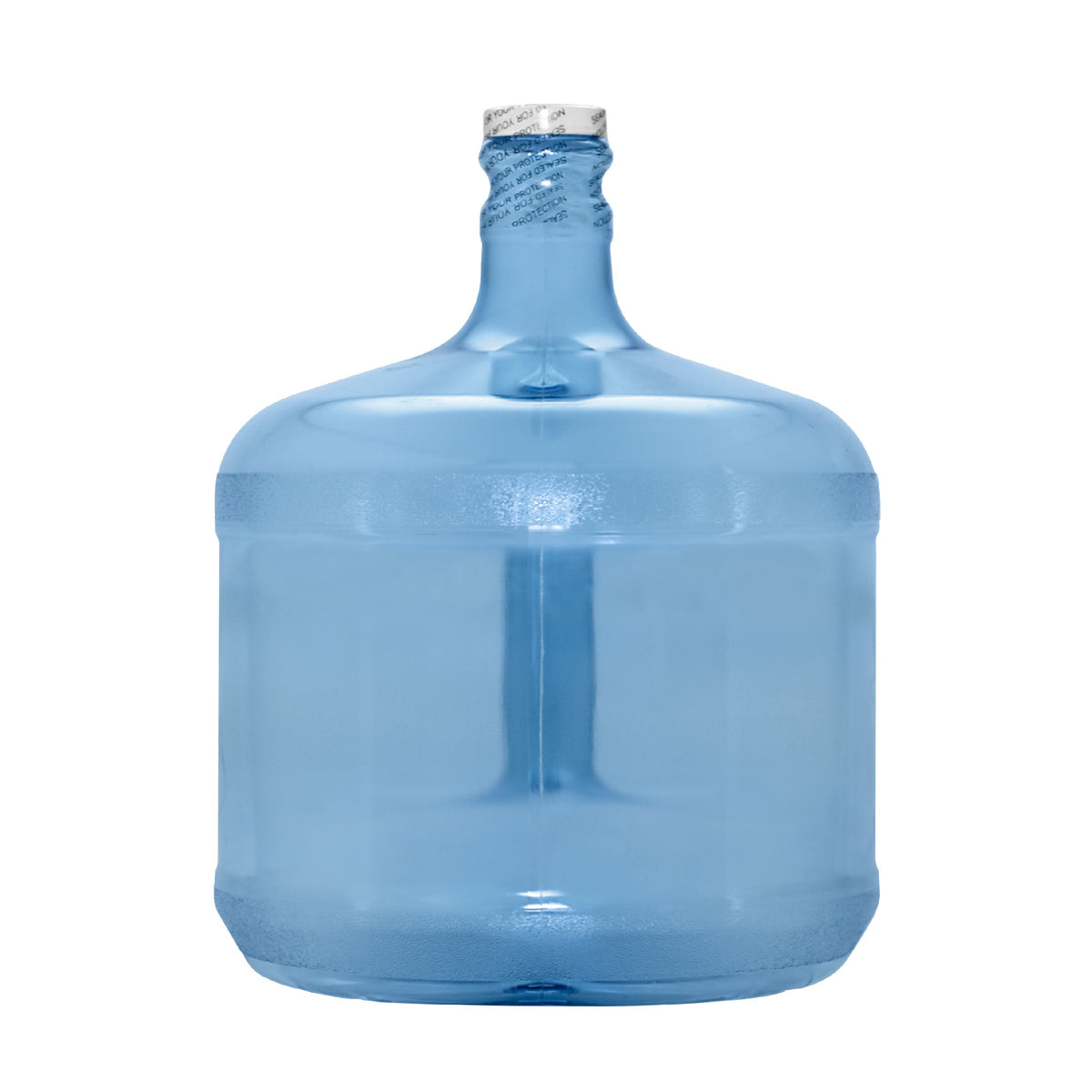 The 3-Gallon Polycarbonate Water Bottle w/ Screw Cap is a large, transparent blue water container with high temperature resistance, shown against a white background. Ideal as a camping jug for reliable outdoor use.