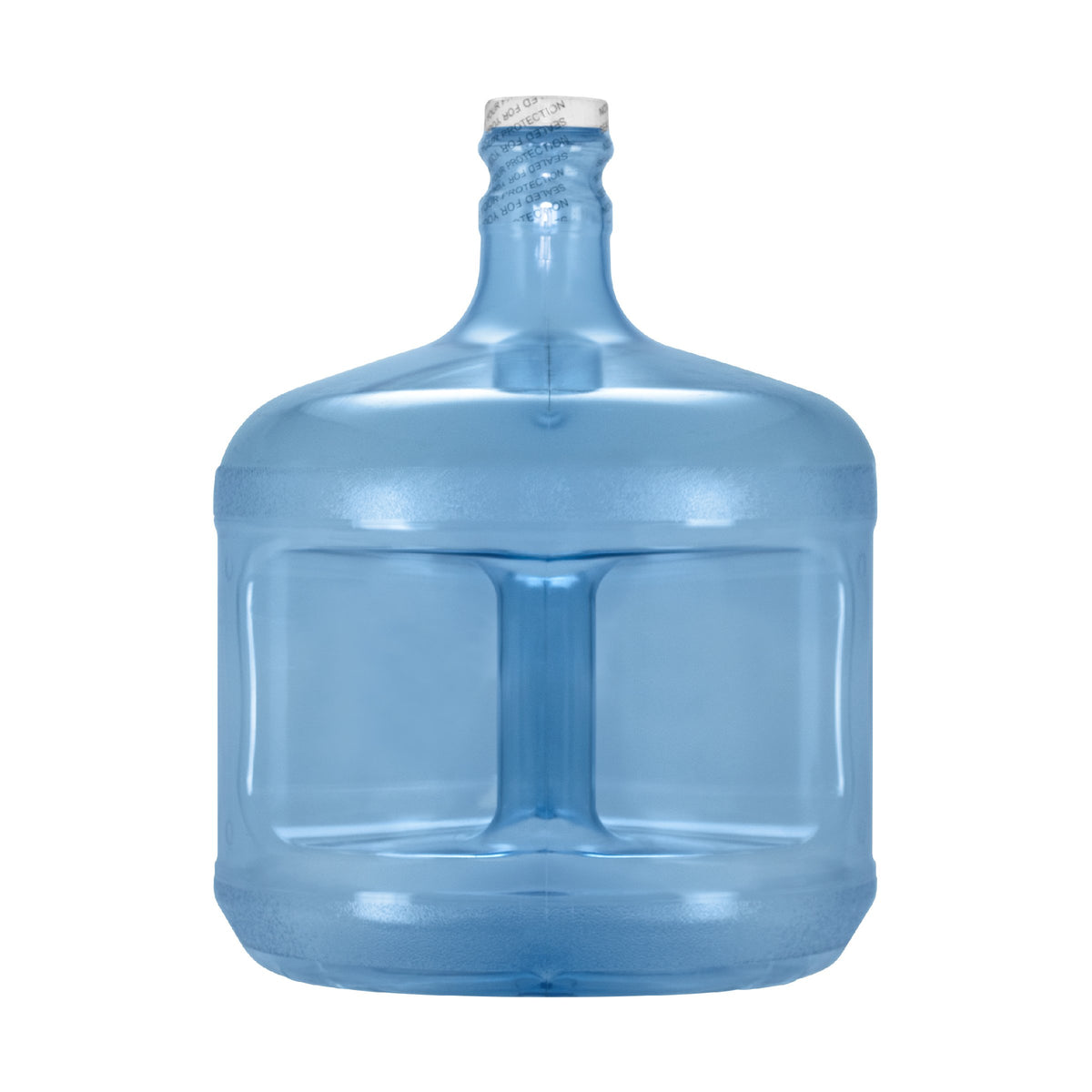 A 3-Gallon Polycarbonate Water Bottle with a screw cap stands upright on a white background, ideal for water dispensers or camping.
