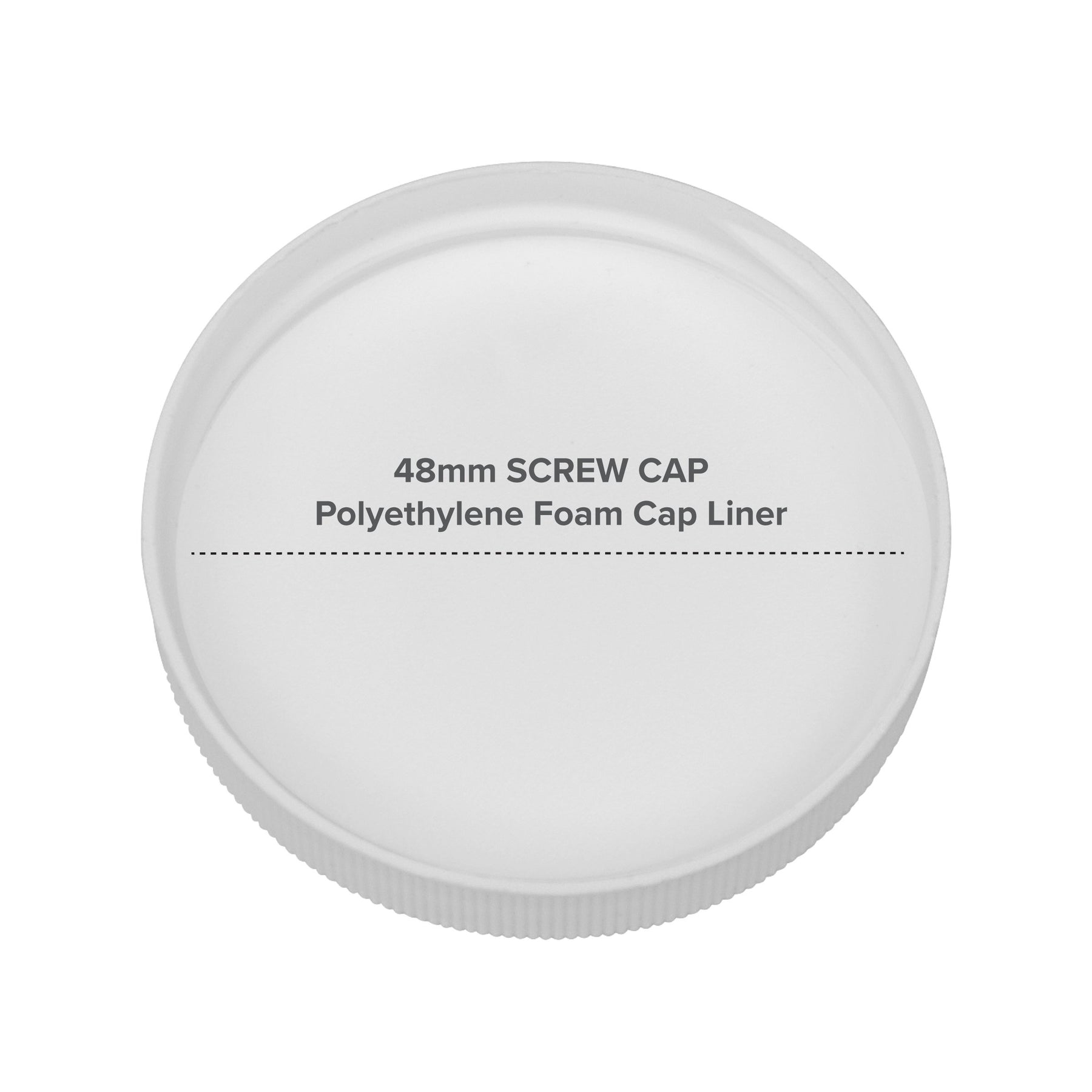 The 5-Gallon Polycarbonate Water Bottle w/ Screw Cap features a white plastic lid with "48mm SCREW CAP Polyethylene Foam Cap Liner" text—perfect for a leak-proof seal on your water container during camping trips.