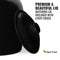 The GEO Porcelain Ceramic Crock Water Dispenser in black is pictured with a matching black lid. Text says: Premium & beautiful lid. Matching lid included with every crock. A BPA-free label with a green leaf appears at bottom right.