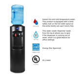 Hot and Cold Water Dispenser Cooler Top Load, Black, Brio Essential - water cooler