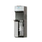 The Brio 2-Stage Filtered Water Dispenser - 520 Series features a black and silver design with an open lower compartment showing its 2-stage filtration system and three stainless steel spouts for water dispensing on the front.