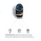Top view of the Stainless Top Load Water Cooler - 520 Series with a large bottle and stainless accents, featuring icons and text for hot, room, and cold water selection via three dispensing options.