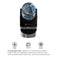 Top view of the Stainless Top Load Water Cooler - 520 Series, offering hot, room, and cold water via red, blue, and black buttons. Text below highlights its stainless steel build and advanced water dispensing features.