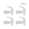 Four Water Dispenser Replacement Valves (4-Pack) in white BPA-free plastic with levers, arranged in a grid for bottle dispensers or porcelain water crocks. "4 PACK" is shown in black and orange at the upper right on a white background.